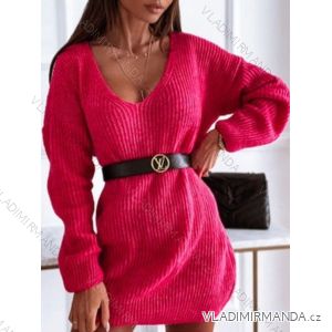 Women's Belted Long Sleeve Knitted Dress (S/M ONE SIZE) ITALIAN FASHION IMM23M5173