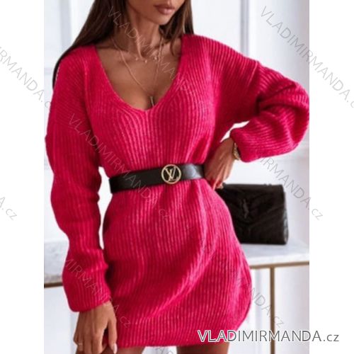 Women's Belted Long Sleeve Knitted Dress (S/M ONE SIZE) ITALIAN FASHION IMM23M5173