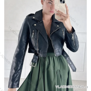 Women's Leatherette Curve Long Sleeve Jacket (S/M ONE SIZE) ITALIAN FASHION IMPBB23042r
