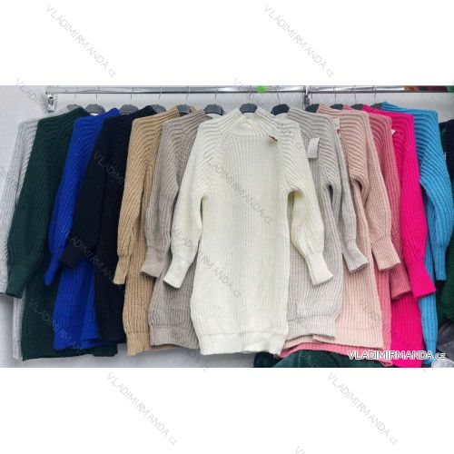 Women's Long Sleeve Knitted Dress (S/M ONE SIZE) ITALIAN FASHION IMWDT23009