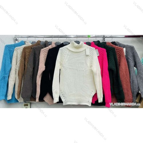 Women's Long Sleeve Turtleneck Knitted Sweater (S/M ONE SIZE) ITALIAN FASHION IMWDT230019