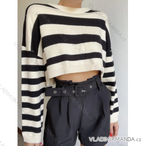 Short Long Sleeve Women's Stripe Sweater (S/M ONE SIZE) ITALIAN FASHION IMPBB23Z8041