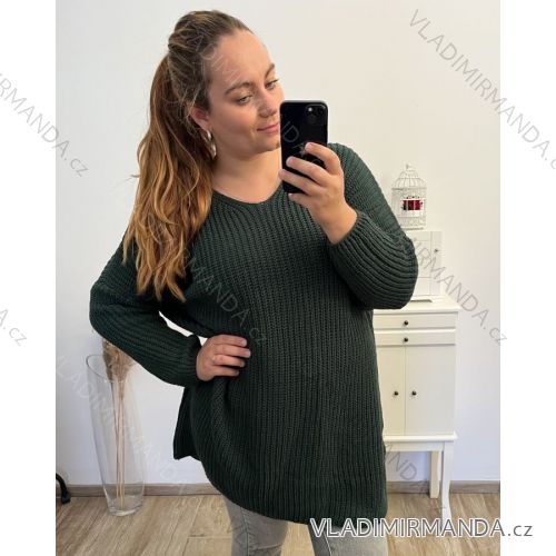 Knitted sweater thin turtleneck long sleeve women (L / XL ONE SIZE) ITALIAN FASHION IMD211110 3xl / 4xl Emerald