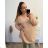 Knitted sweater thin turtleneck long sleeve women (L / XL ONE SIZE) ITALIAN FASHION IMD211110 3xl / 4xl béžová