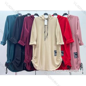 Women's Plus Size Long Sleeve Hooded Sweatshirt Dress (2XL/3XL ONE SIZE) ITALIAN FASHION IM423680