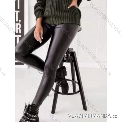 Women's long leather leggings (S/M ONE SIZE) ITALIAN FASHION IMPLI227061 black S/M