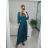 Women's Belted Long Sleeve Chiffon Long Dress (S/M ONE SIZE) ITALIAN FASHION IMM23M9668