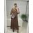 Šaty dlouhé šifonové s páskem dlouhý rukáv dámské (S/M ONE SIZE) ITALSKÁ MÓDA IMM23M9668 S/M Brown