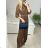 Šaty dlouhé šifonové s páskem dlouhý rukáv dámské (S/M ONE SIZE) ITALSKÁ MÓDA IMM23M9668 S/M Brown