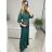Šaty dlouhé šifonové s páskem dlouhý rukáv dámské (S/M ONE SIZE) ITALSKÁ MÓDA IMM23M9668 S/M Brown