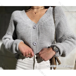 Women's Short Button Up Long Sleeve Sweater (S/M ONE SIZE) ITALIAN FASHION IMPBB23Y22785