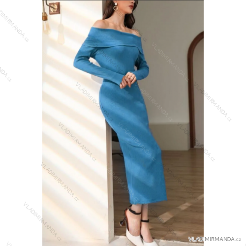 Women's Long Sleeve Turtleneck Knitted Dress (S/M ONE SIZE) ITALIAN FASHION IMPGM2323023