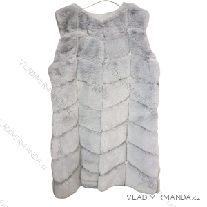 Women's 8 Wool Oversized Long Fur Vest (3XL, 4XL) ITALIAN FASHION ORC232188-1-B/DU