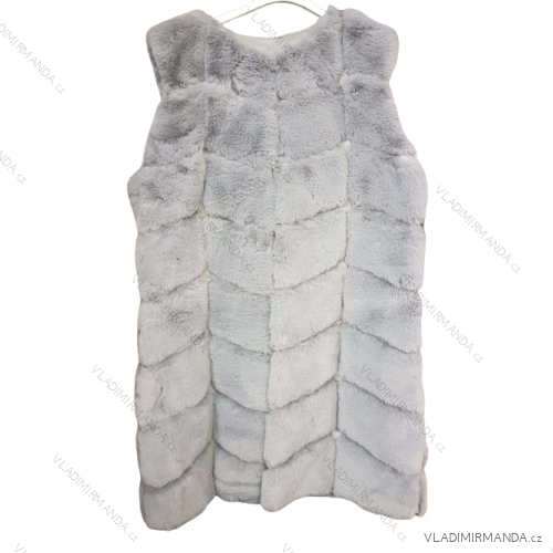 Vesta kožíšek dlouhá dámská 8 vln (3XL, 4XL) ITALSKÁ MÓDA ORC232188-1 grey 3XL