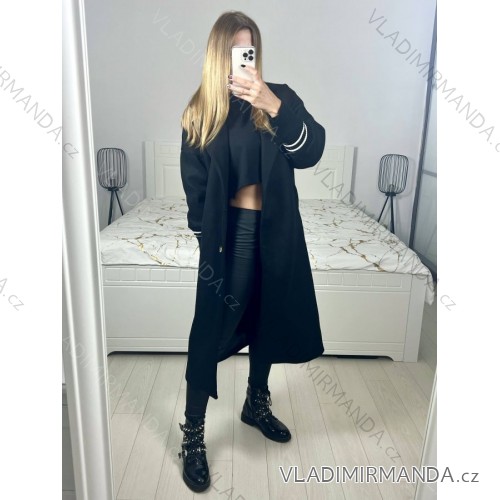 Kabátek košilový flaušový na knoflíčky dámský (S/M ONE SIZE) ITALSKÁ MÓDA IMWD217059 M / L black