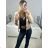 Blouse long sleeve with ruffles women (UNI S / L) ITALIAN FASHION IMWHB23001 Camel brown S