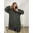 Lamb Coat Long Sleeve Women's Plus Size (3XL/4XL ONE SIZE) ITALIAN FASHION IMD22748 Gray highlights 3xl / 4xl