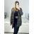Women's Long Sleeve Lamb Coat (S/M ONE SIZE) ITALIAN FASHION IMWL22016 M / L Black and white
