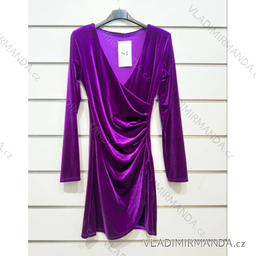 Women's Velvet Elegant Party Long Sleeve Dress (S/M ONE SIZE) ITALIAN FASHION IMPSH236438