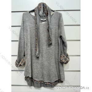 Women's Oversize Thin Scarf Long Sleeve Sweater (S/M ONE SIZE) ITALIAN FASHION IMPSH2391269