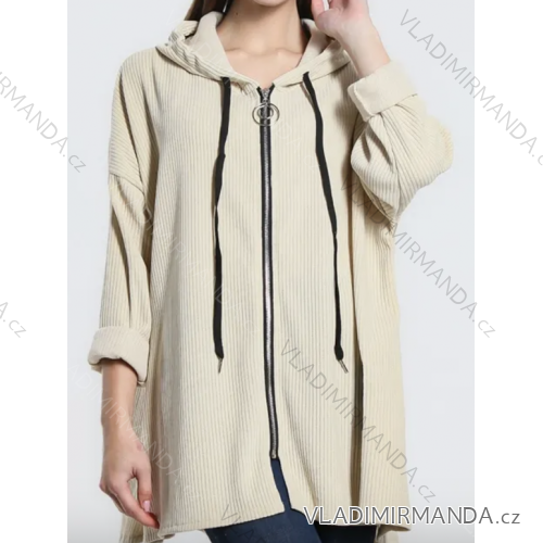 Women's Long Sleeve Oversized Zipper Hoodie (S/M ONE SIZE) ITALIAN FASHION IMPLI2303982