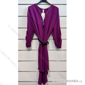 Women's Elegant Belt Long Sleeve Dress (S/M ONE SIZE) ITALIAN FASHION IMPSH2323050