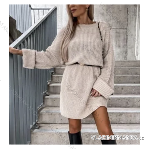 Women's Belted Long Sleeve Knitted Dress (S/M ONE SIZE) ITALIAN FASHION IMPSH235162