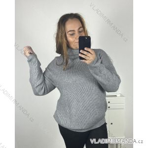 Women's Long Sleeve Turtleneck Sweater (3XL/4XL ONE SIZE) ITALIAN FASHION IM423ROMANA