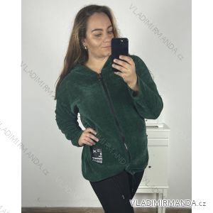 Women's Plus Size Zipper Hoodie Long Sleeve (3XL/4XL ONE SIZE) ITALIAN FASHION IM423TIME