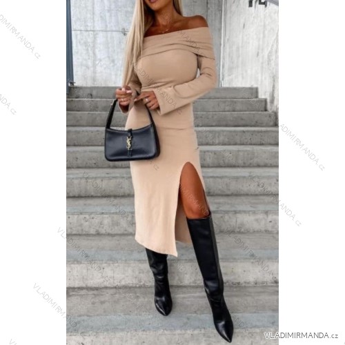 Women's Long Chiffon Short Sleeve Dress (S/M ONE SIZE) ITALIAN FASHION IMWGS231048 béžová S/M