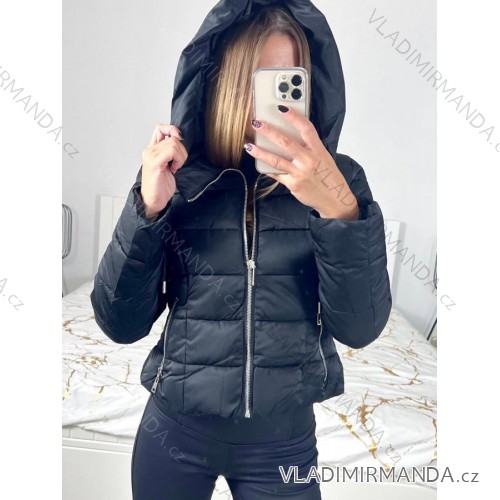 Bunda podzimní krátká dámská nadrozměr (3XL-7XL) POLSKÁ MÓDA HKW222271 black XXL
