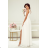 Women's Long Elegant Dress with Wide Straps (SL) FRENCH FASHION FMPEL23VELVET white 34