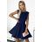442-3 Flared dress with small sleeves - navy blue