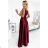 299-13 CHIARA elegant satin maxi dress with straps - Burgundy color