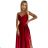 299-14 CHIARA elegant satin maxi dress with straps - red color