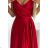 299-14 CHIARA elegant satin maxi dress with straps - red color