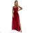 299-14 CHIARA elegant satin maxi dress with straps - red color