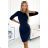 420-4 MARY Dress with gold zippers - Navy blue
