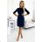 420-4 MARY Dress with gold zippers - Navy blue