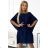 287-25 SOFIA Butterfly dress with a binding at the waist - navy blue with glitter
