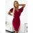 479-4 NINA dress with envelope neckline, sleeves and belt - fuchsia