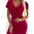 479-4 NINA dress with envelope neckline, sleeves and belt - fuchsia