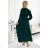 504-3 VIVIANA Pleated midi dress with a neckline, long sleeves and a wide belt - green