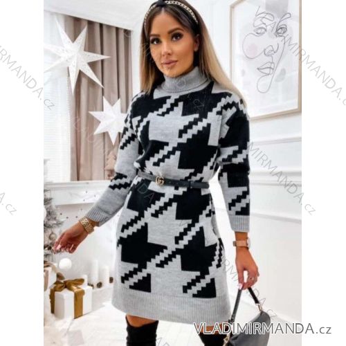 Women's Long Sleeve Knitted Dress (S/M ONE SIZE) ITALIAN FASHION IMWAK23CL5019
