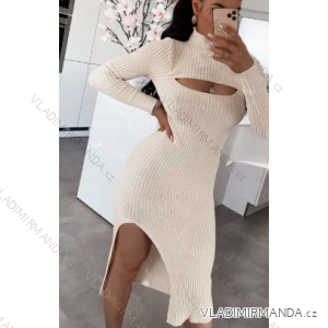 Women's Elegant Knitted Long Sleeve Dress (S/M ONE SIZE) ITALIAN FASHION IMPBB22Y22990/DU