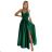 512-1 JULIET elegant long satin dress with a neckline - green