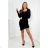 Viscose dress with fur at the bottom, black