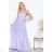 Women's Long Elegant Dress with Wide Straps (SL) FRENCH FASHION FMPEL23VELVET light purple 38