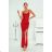 Women's Long Elegant Dress with Wide Straps (SL) FRENCH FASHION FMPEL23VELVET red 38
