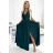 211-6 LEA long dress with lace neckline - green